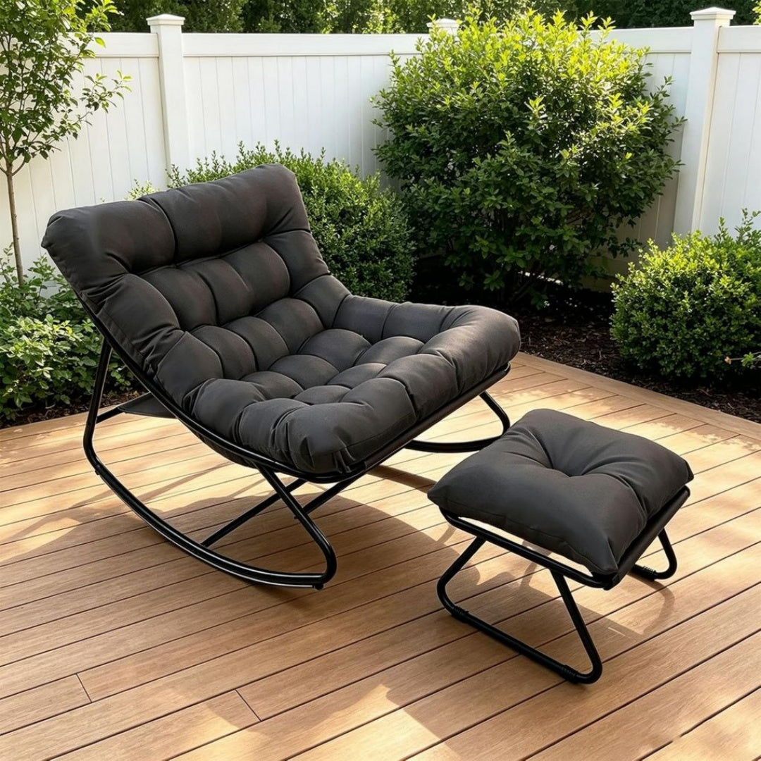 Structure en Acier RobusteConcu avec une structure en acier massif anti-UV et antirouille – Fauteuil a Bascule