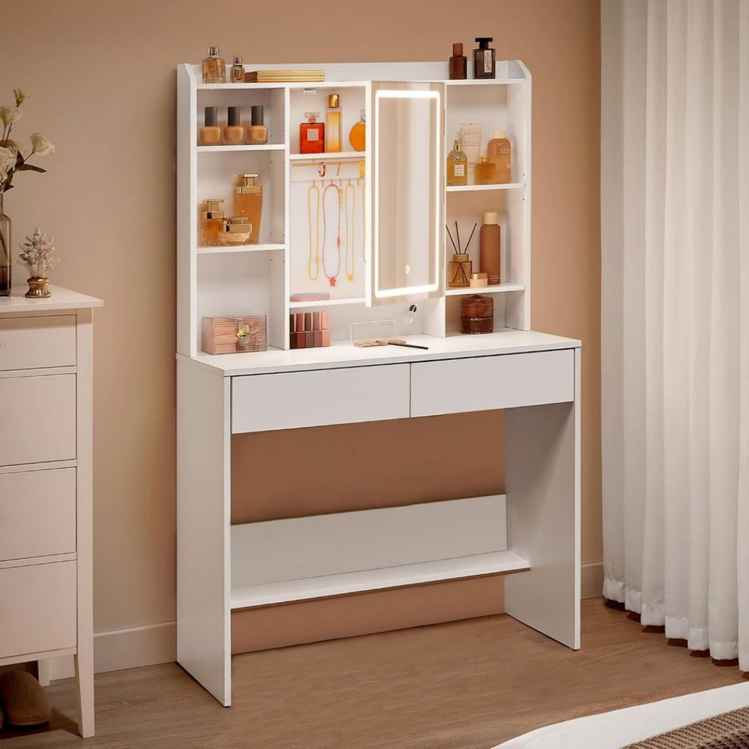 Table en Panneau d'Agglomere de Couleur Blanc