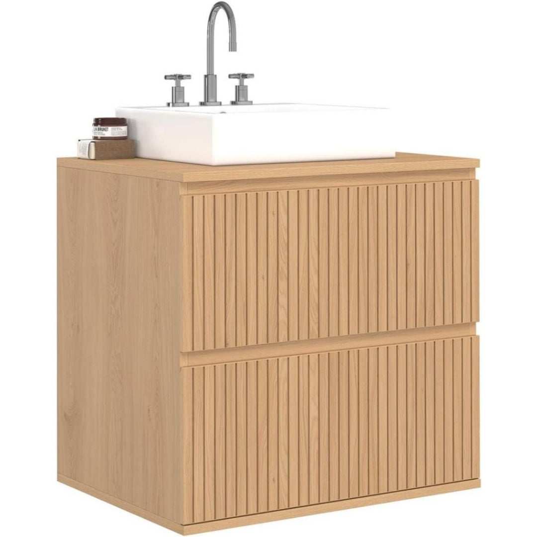 Meuble de Salle de Bain: le meuble sous vasque suspendu effet lattes, au design moderne