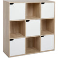 Bibliotheque en bois massif, design blanc et naturel – Bibliotheque